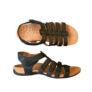 Fisherman Leather Sandals Vionic Harissa Size 8.5 Black Comfort Nautical
